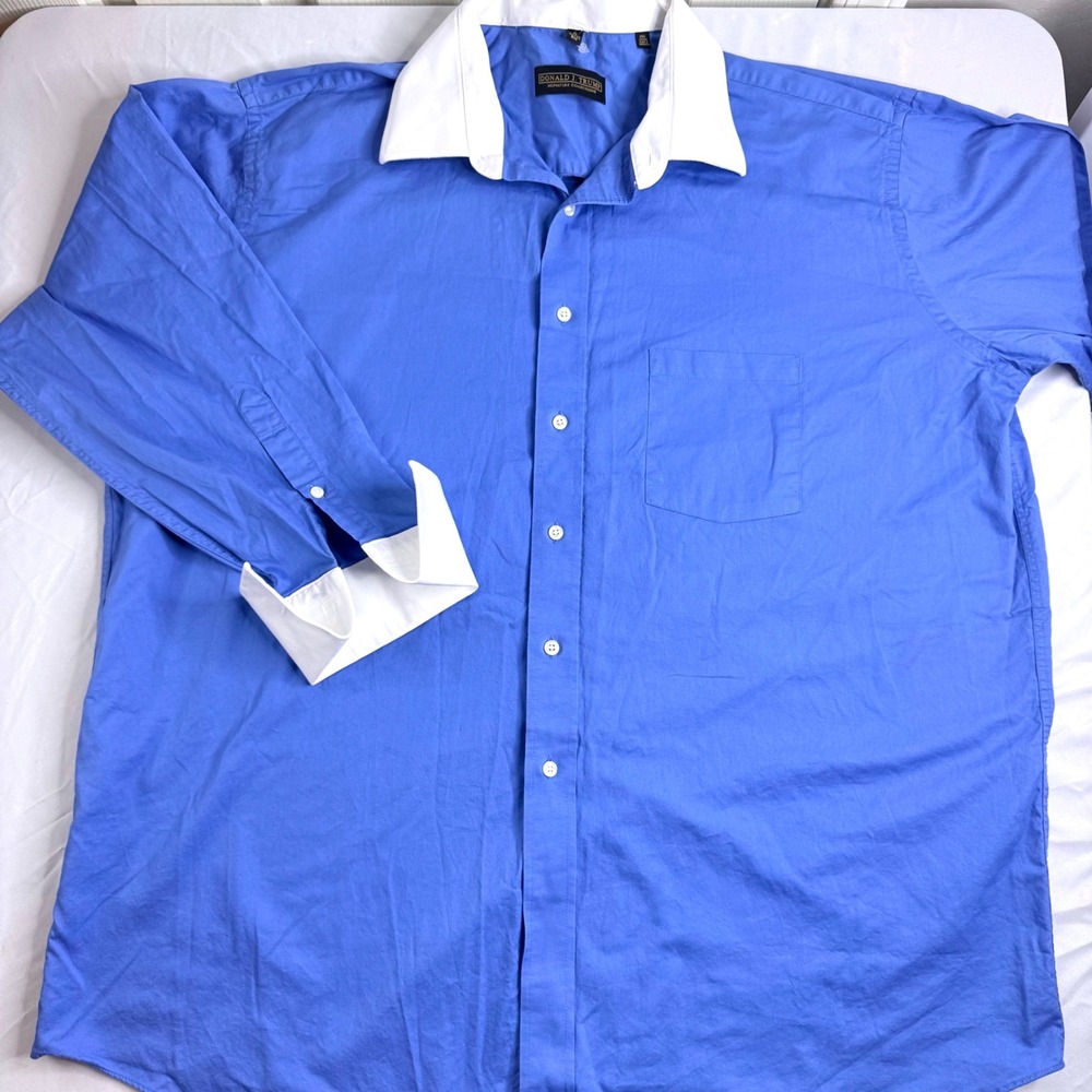 Donald J Trump Signature Collection Blue White Contrast Dress Shirt 18 32/33 Big